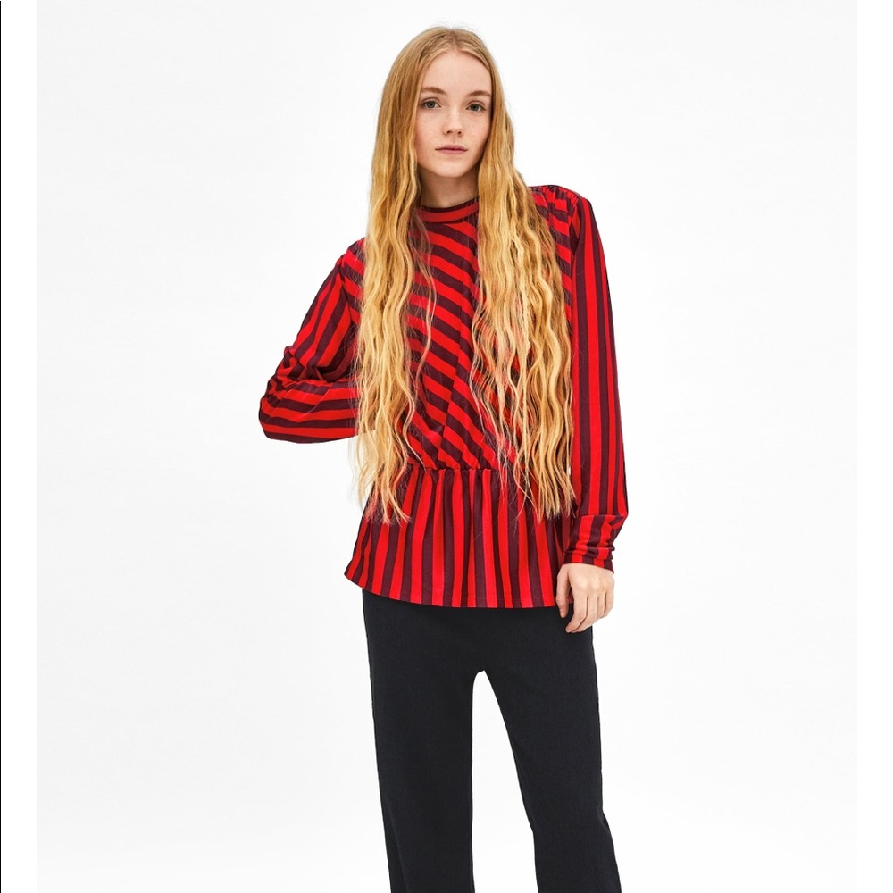 Zara long sleeve shirt with puff-sleeves